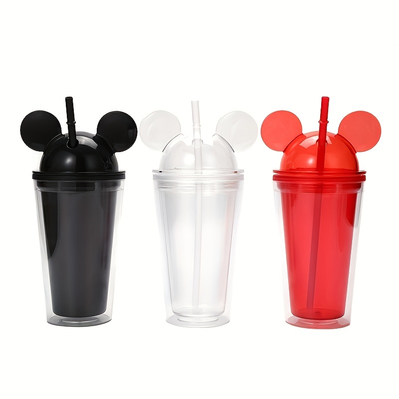 Reusable Plastic Tumbler With Lid And Straw, Cute Kawaii Bear Water Bottle,  Boba Tea Cups, Summer Winter Drinkware, Travel Accessories - Temu