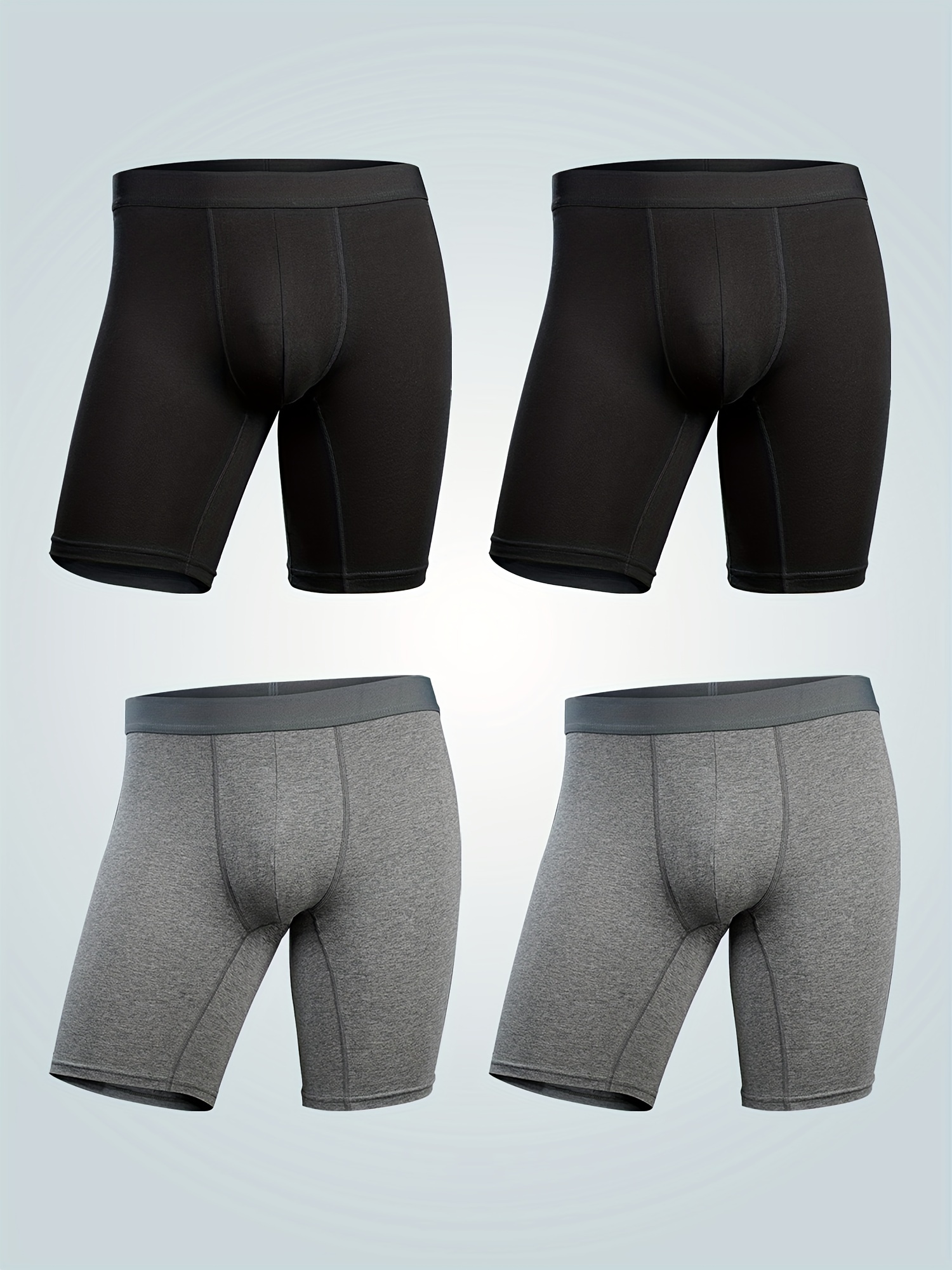 Men's Long Leg Boxer Briefs Casual Plain Color Boxer Panties - Temu