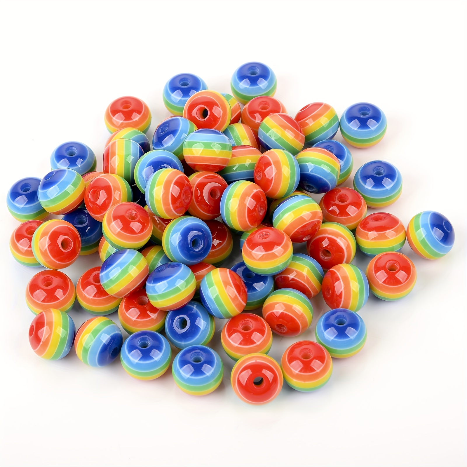 Shiny Resin Beads Rainbow Large Hole Loose Spacer Bead For - Temu