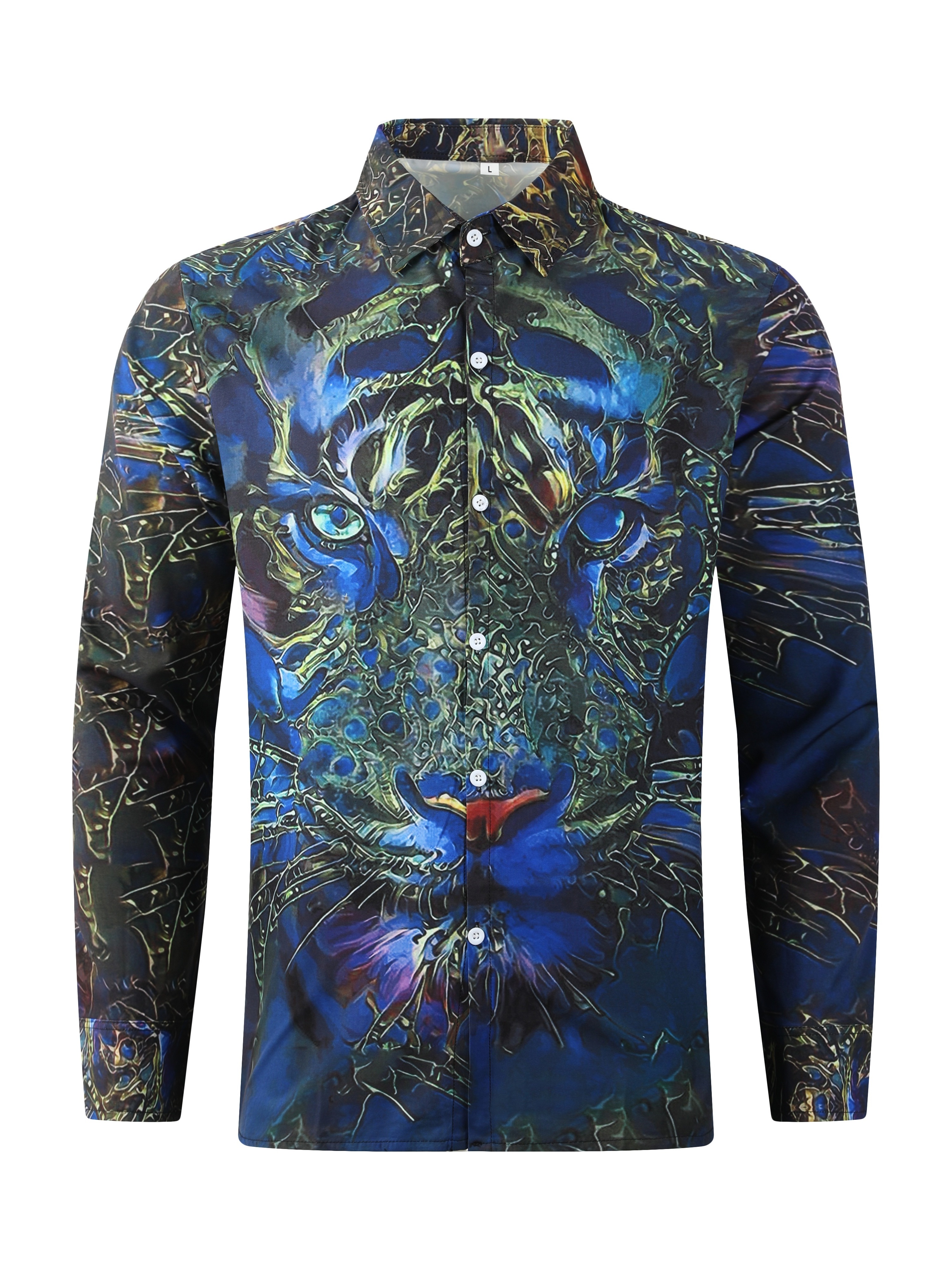 New Mens Abstract Tiger Element Design Slim Fit Shirt Best Sellers
