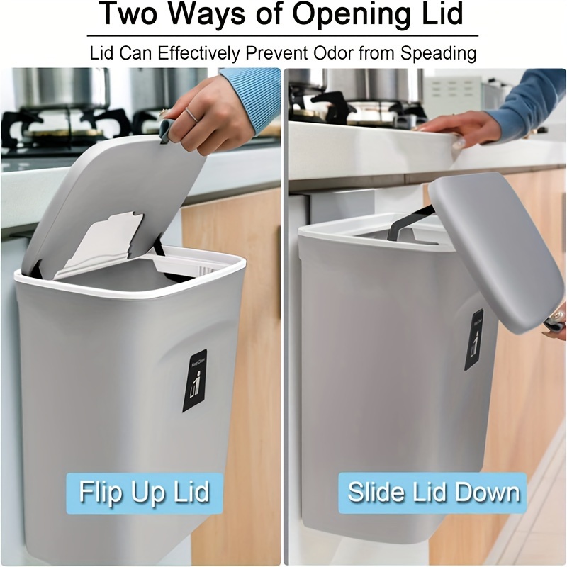 Countertop Compost Bin with Lid, Hanging Small Trash Can with Lid under  Sink for