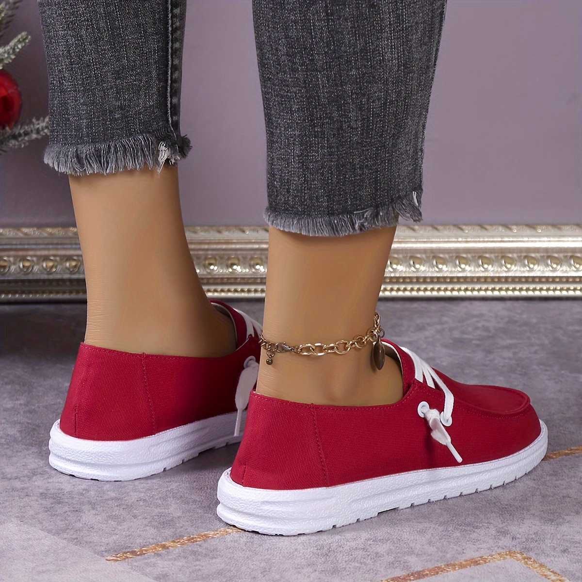 Women's Solid Color Canvas Shoes Casual Lace Outdoor Shoes - Temu