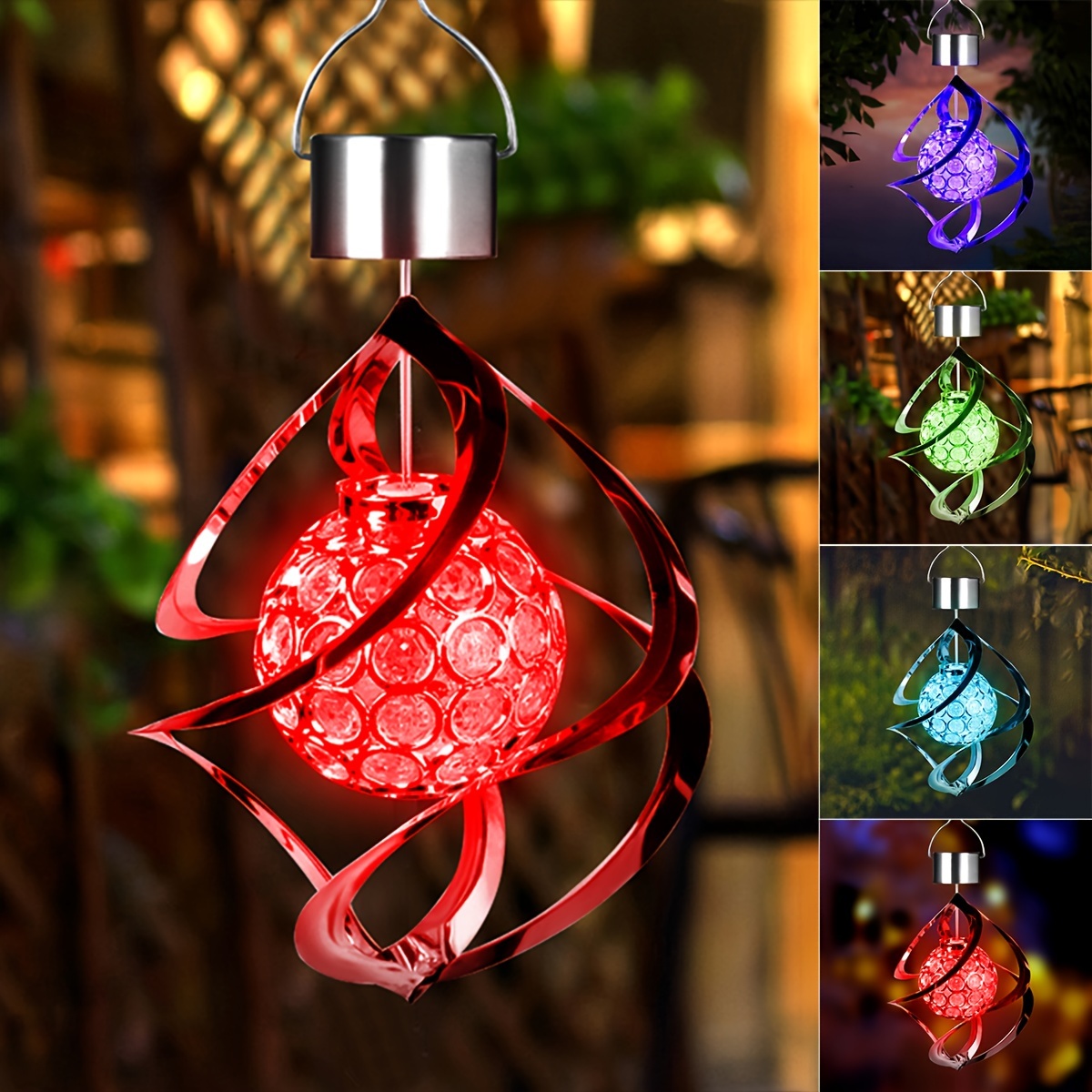 

1pc Wind Spinner Solar Light, Led Wind Chimes, Outdoor Decor Changing Color Ball Wind Chimes Solar Hanging Lantern For Home Garden Outdoor Decoration
