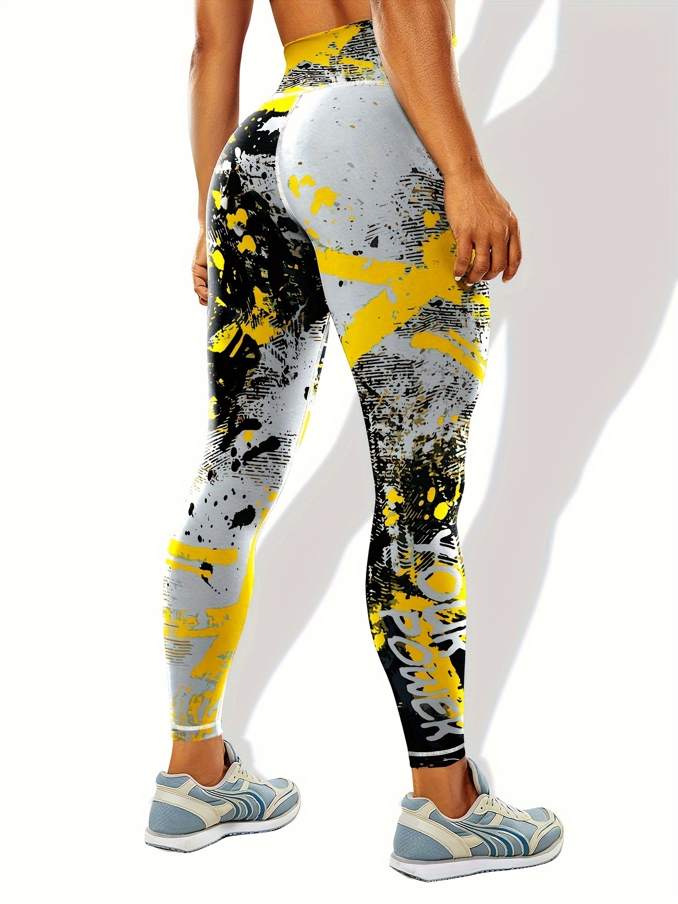 Splash Print Fashion Slim Fit Yoga Leggings Color Block High - Temu New  Zealand