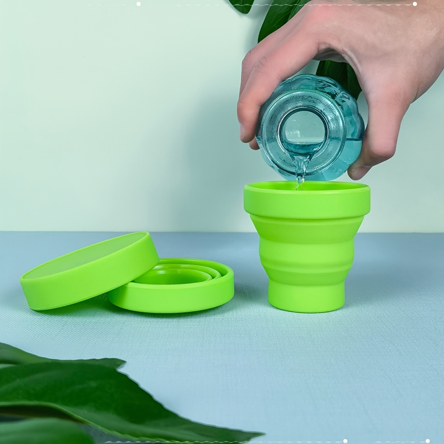 Vaso Plegable De Silicona Con Tapa Portátil Reutilizable