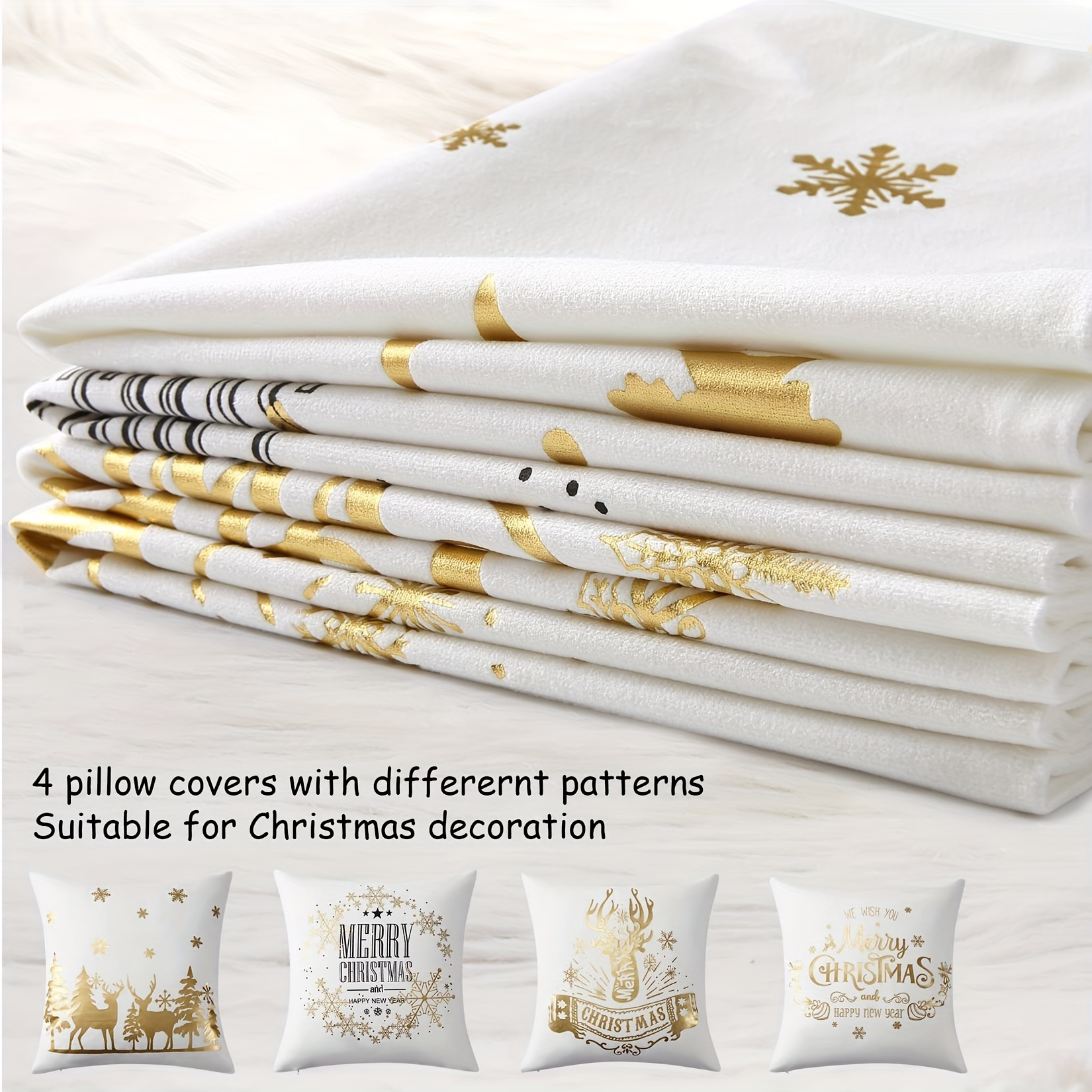 1pc Geometric Pillowcase With Golden Foil Printing, Decorative