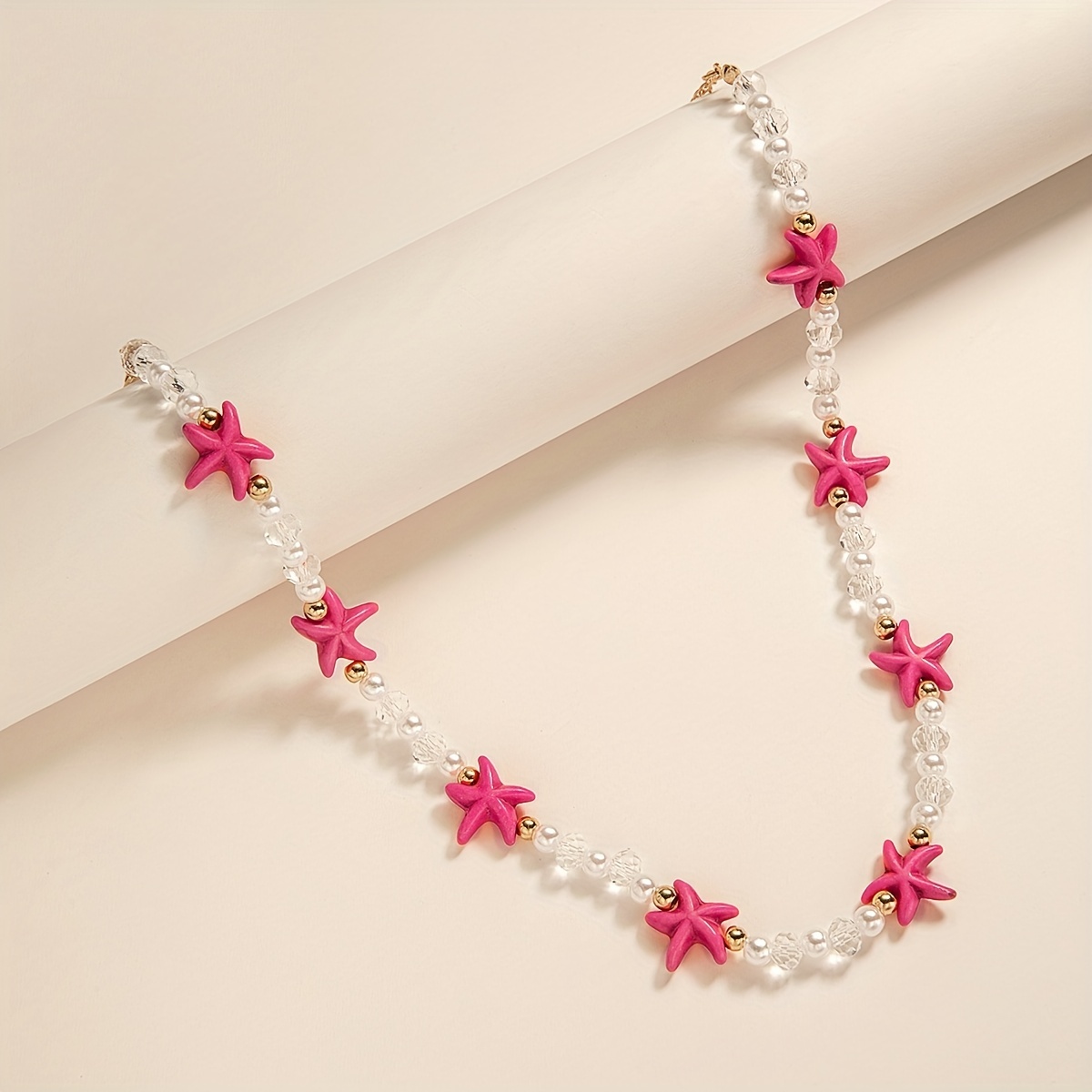 Beach Style Stone Starfish Beads Short Necklace