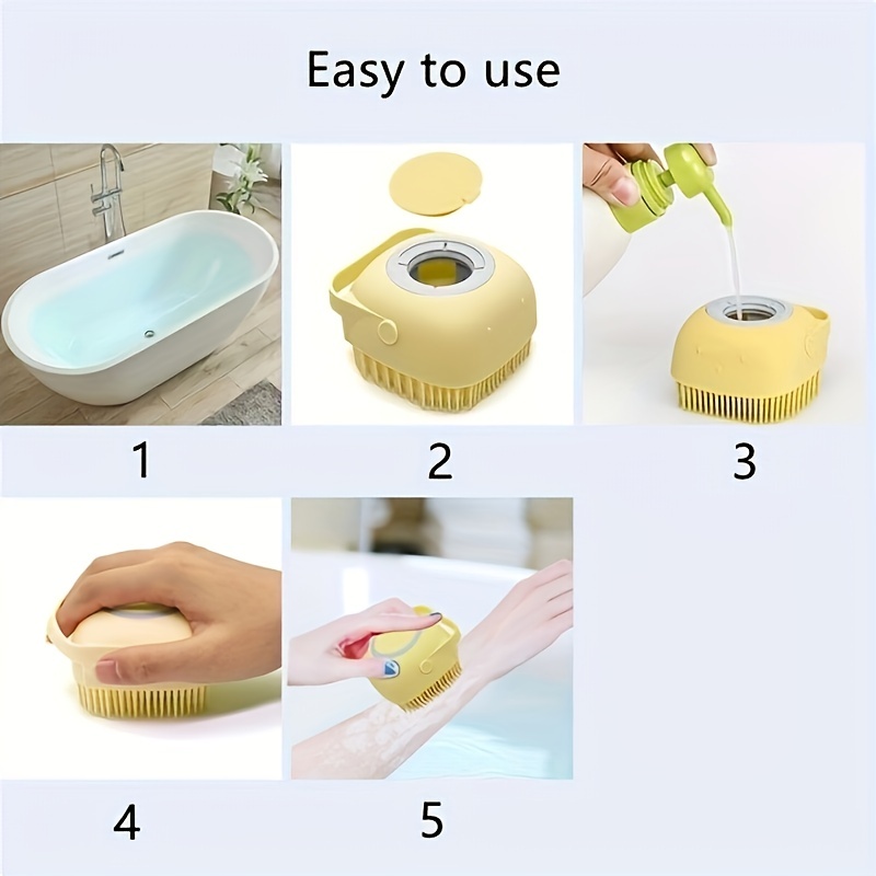 Bath Brush  Silicone Body Scrubber with Soap Dispenser