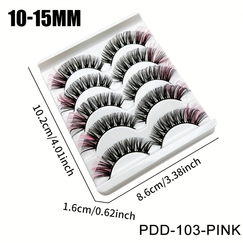 5 Pairs Colored False Eyelashes, Wispy Fluffy Long Lashes Dramatic Curling Lashes For Party Stage Halloween Makeup