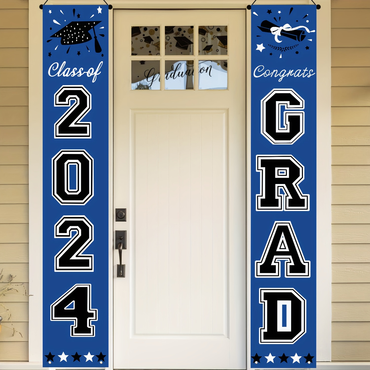 2024 Graduation Decorations Banner Porch Sign Banner Blue - Temu