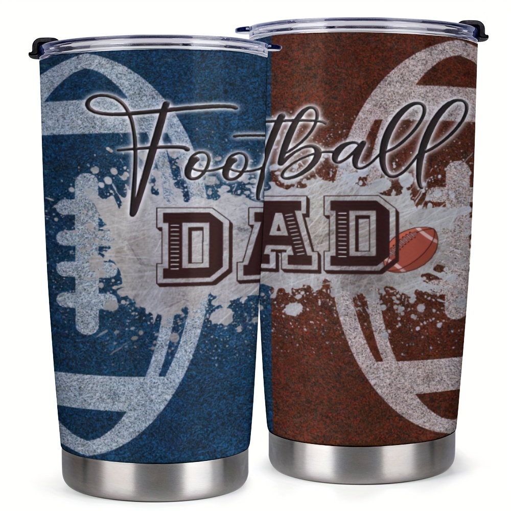 

1pc 20oz Tumbler Cup With Lid, American Football Dad, Rugby Print, Gifts For Family, Friends, For Home, Office, Travel, Birthday, Valentine's Day Gift