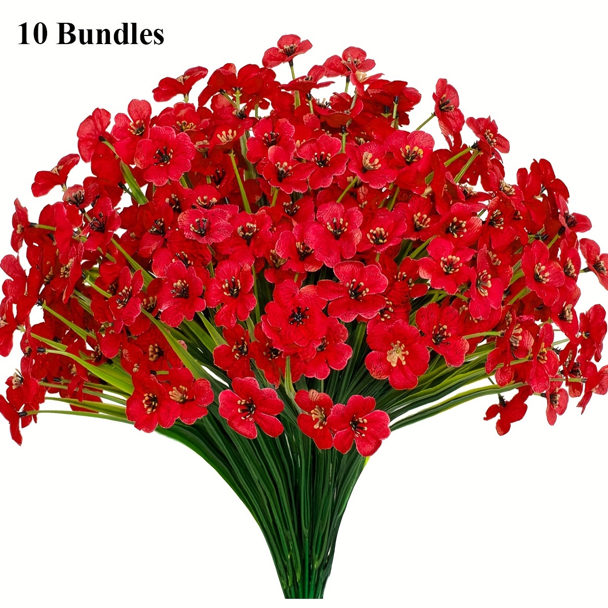 

10 Bundles Artificial Outdoor Flowers, Uv Resistant Fake Flowers, Faux Flower Plant, Greenery Shrubs Garden Porch Window Box Decor, Spring Summer Home Decor (red/purple/yellow/white)