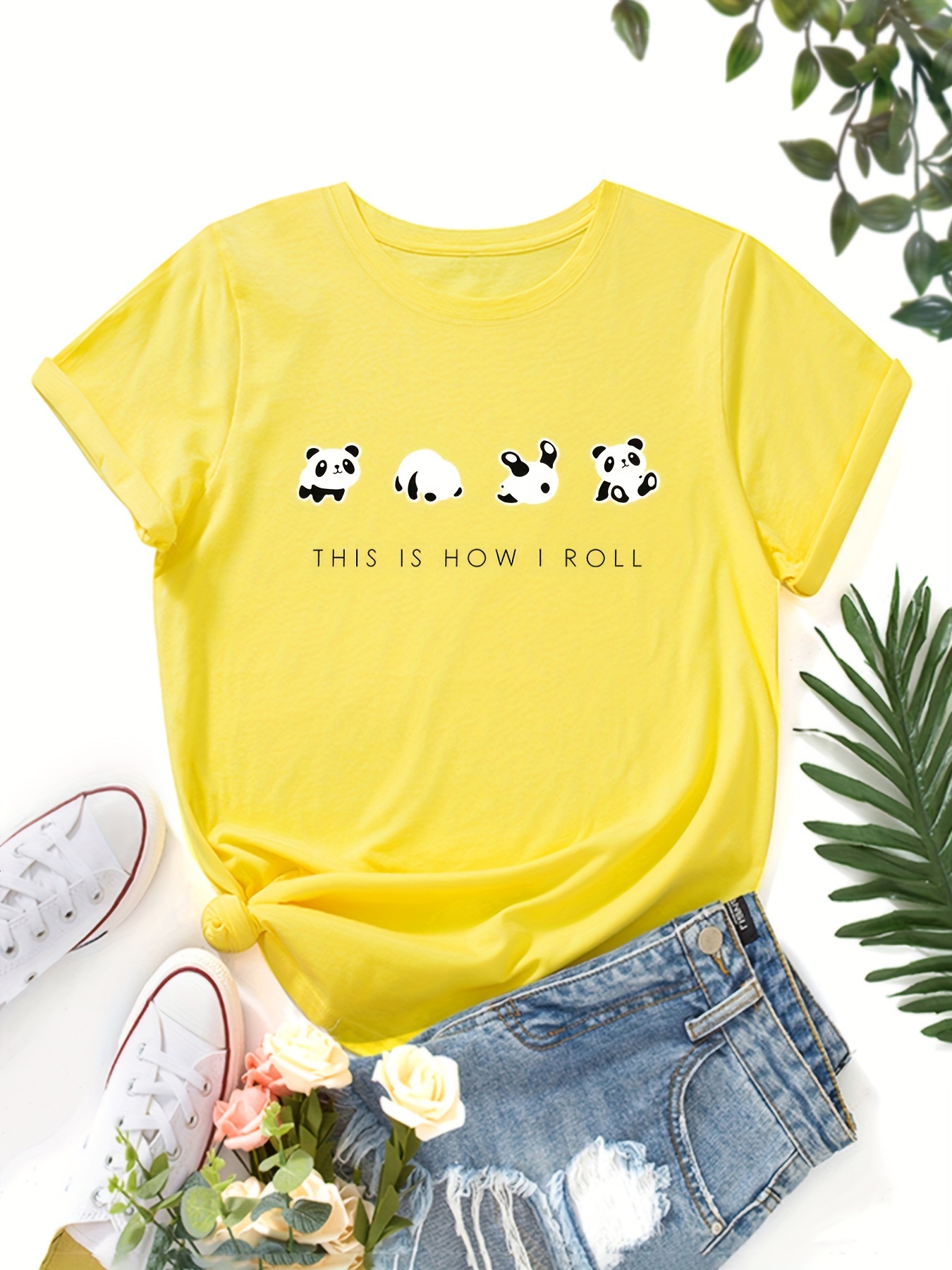 Cheap Summer Tshirts Cartoon T Shirt Women Kawaii Panda Yoga Print