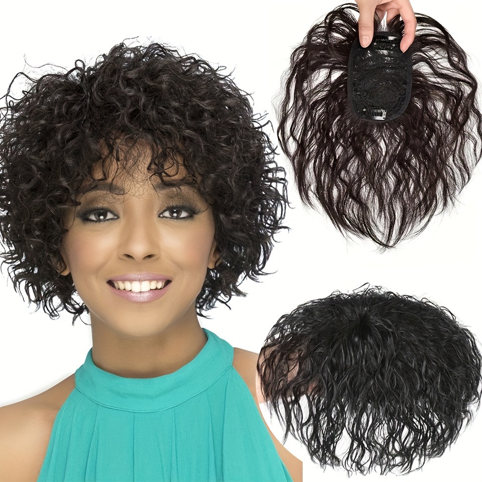 Short Curly Wavy Hair Toppers Patch Clip In Hair Pieces - Temu