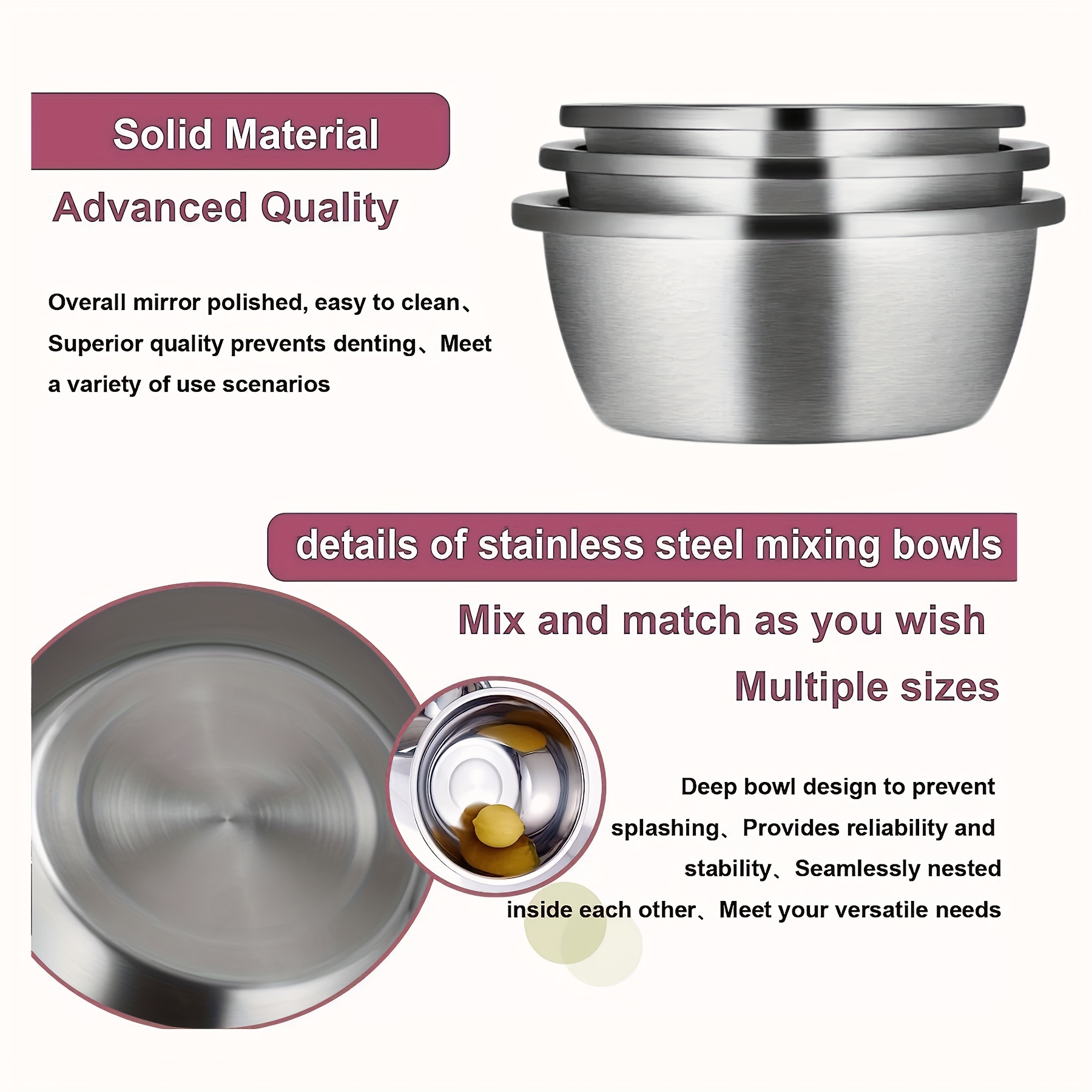 STAINLESS STEEL DEEP MIXING BOWL SET OF 4