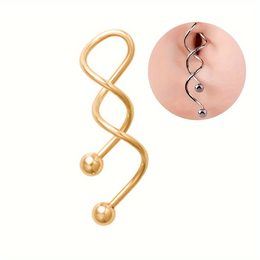 Spiral Twist Navel Ring Stainless Steel Body Piercing Rings - Temu