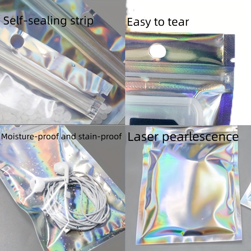 Holographic Pouch, Mini Packaging Bag, 1 Side Transparent Jewelry Packing  Bag, Resealable Ziplock Bags, Reusable Packaging Bags, Small Packaging For  Nail Accessories, Data Lightning Cables Packaging Pouch, Hairpin Eyelash  Packaging Pouches - Temu