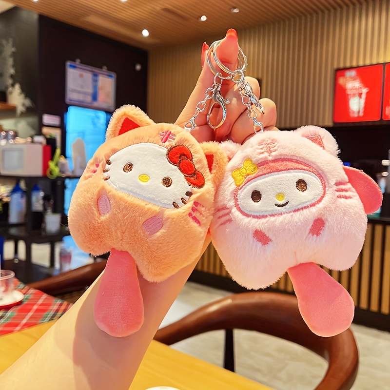 Kawaii Genuine Sanrio Keychain Hello Kitty Plush Toys Kuromi Doll