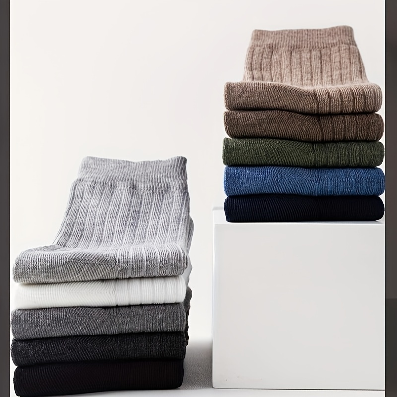 Men's Solid Casual Mid-calf Socks for Business Wear