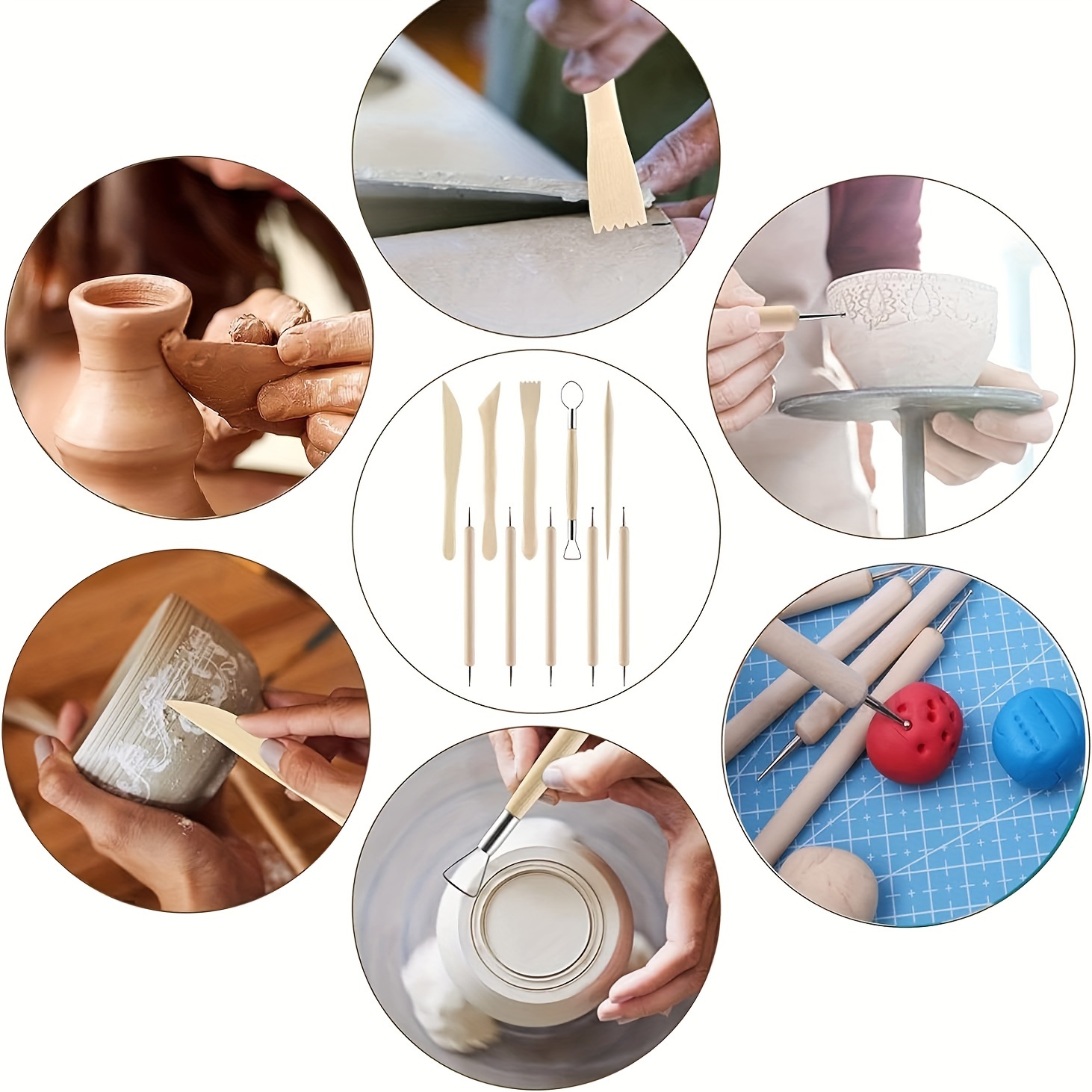 Wooden Handle Ceramics Modeling Graving Pottery Tools - Temu