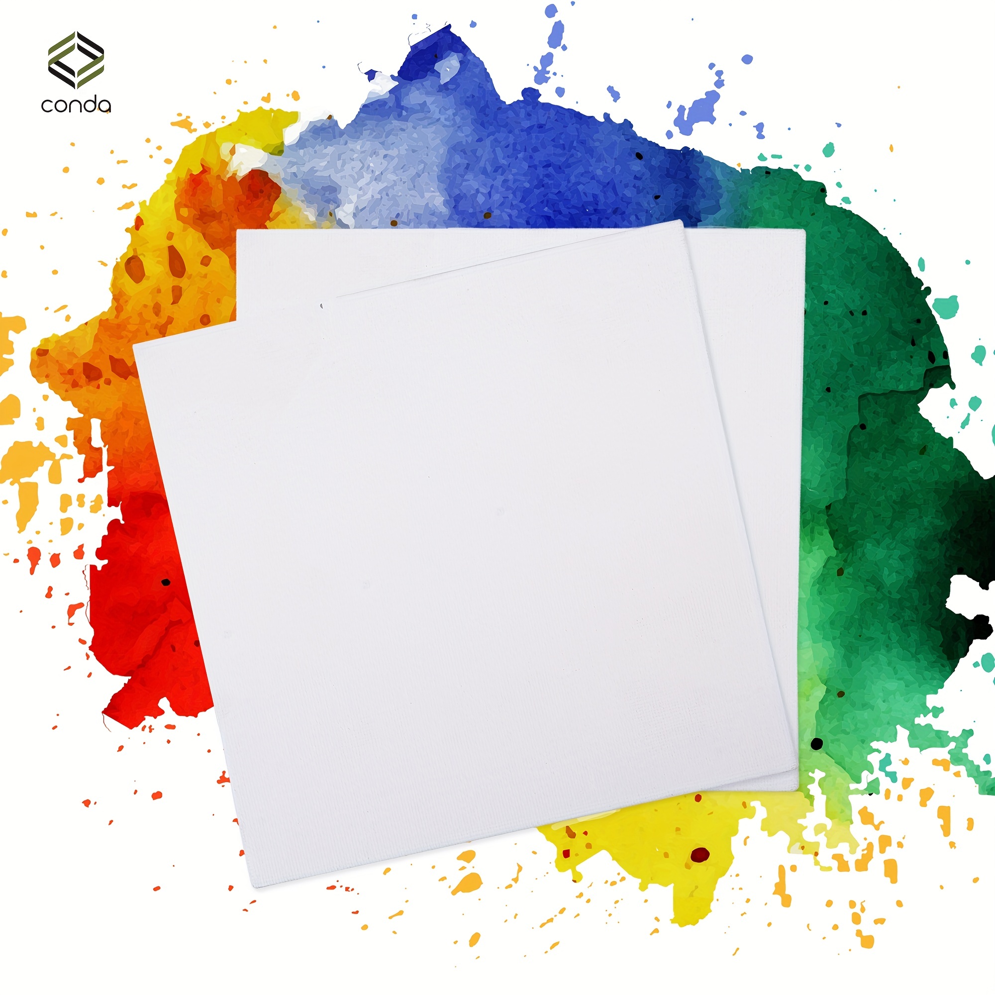  conda 8x10 inch Stretched Canvas for Painting, Pack of 10, 100%  Cotton, 5/8 in Profile Blank Stretched Canvas Value Bulk Pack Art White  Canvas for Acrylics, Oils Painting