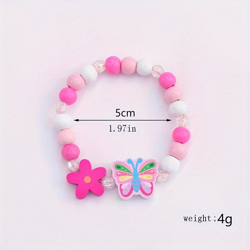 Children's Colorful Beaded Bracelet Cute Butterfly Charm - Temu