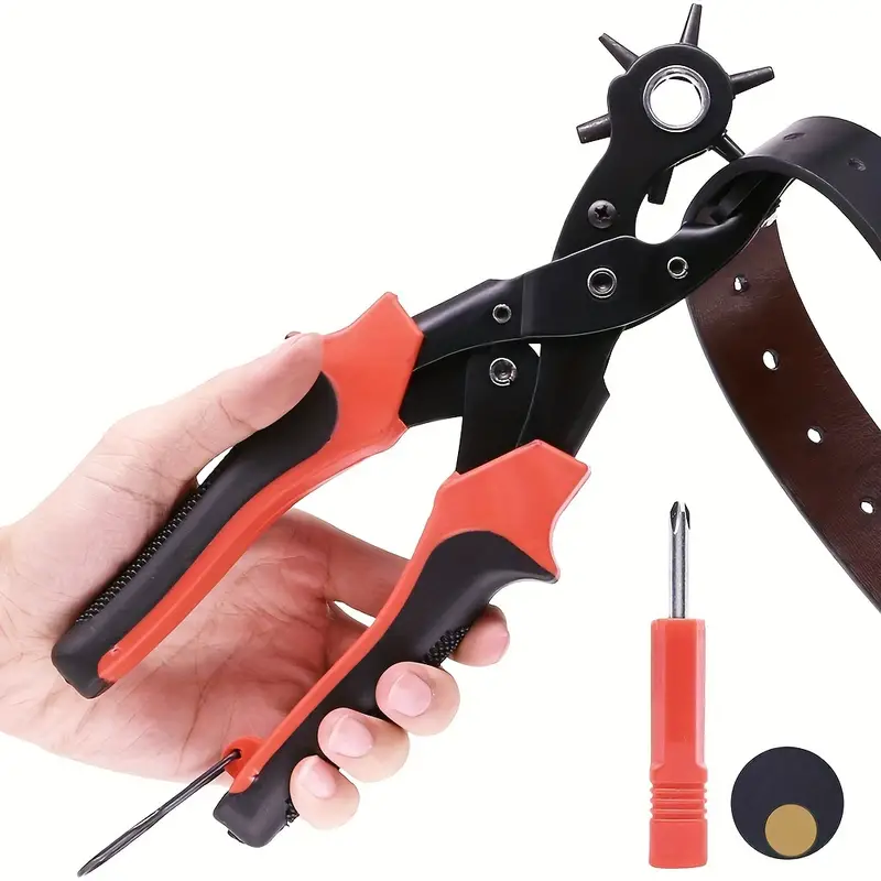 Leather Hole Punch Tool Set, With Oval 3-in-1 + Ruler + Grinding Hole  Stick, Professional Leather Hole Puncher For Belts, Straps, Handbag Straps  Precision Multi-size Fabric And Leather Hole Puncher For Crafts