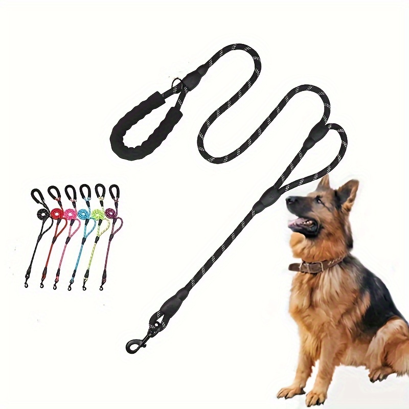 

Heavy Duty Double Handle Dog Leash With Reflective Thread And Padded Handles - Perfect Control And Safety Training For Large And Medium Dogs