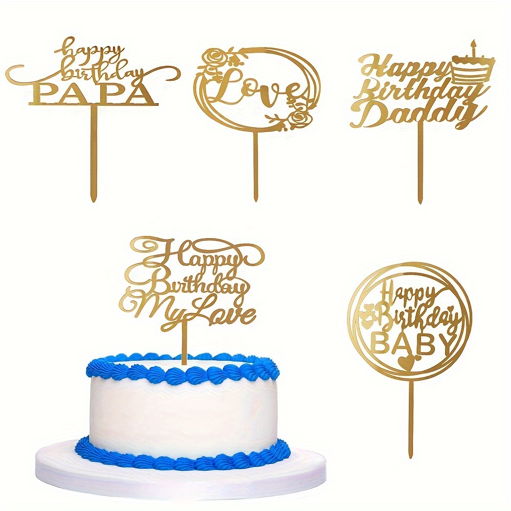  Decoración para tarta de feliz cumpleaños, decoración de pastel  de feliz cumpleaños, decoración personalizada de feliz cumpleaños,  decoración de pastel de acrílico negro elegante decoración divertida para  cumpleaños aniversario : Comida