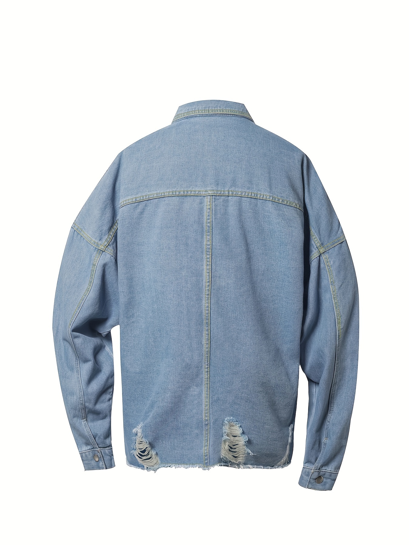 Men hole stylish on sale long sleeve denim jacket