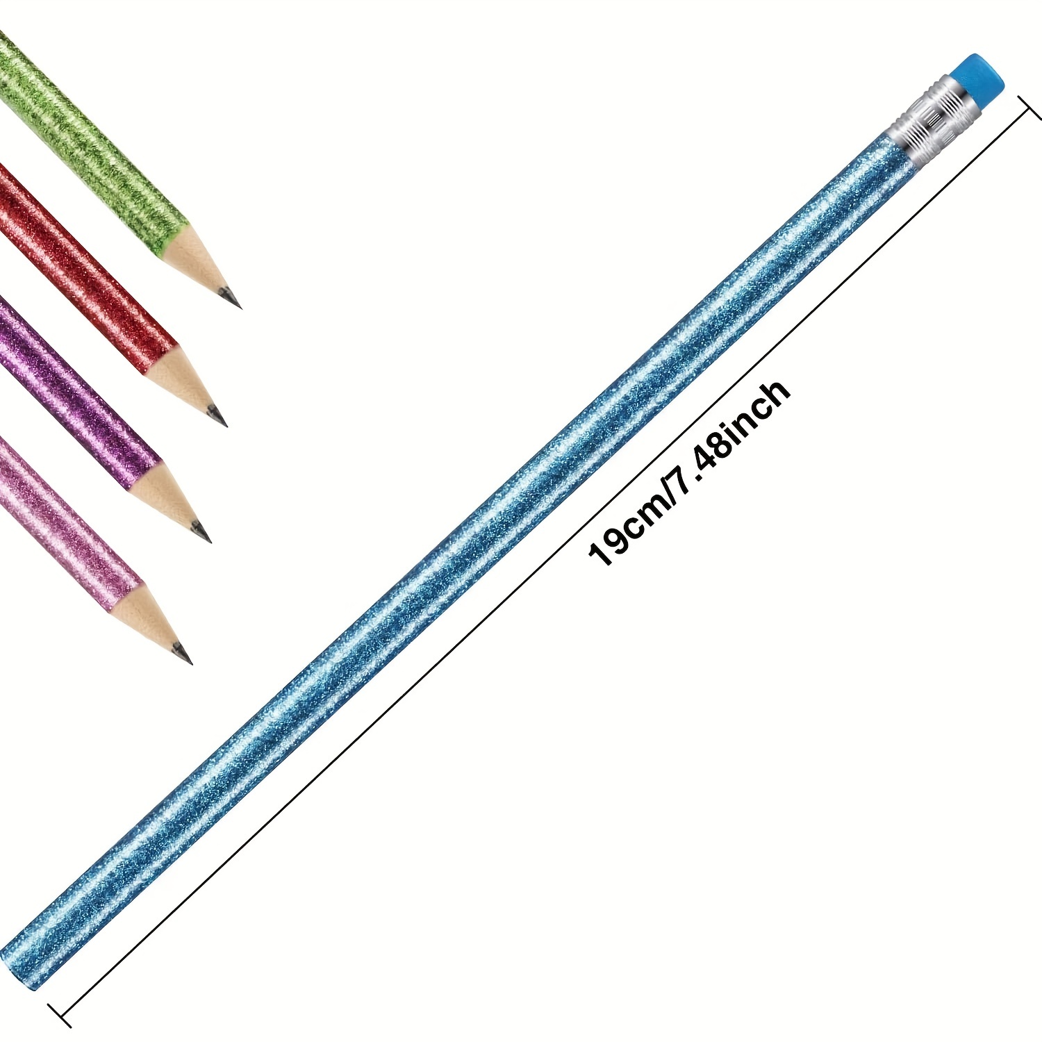 5pcs Glitter Colored Pencils With Eraser Wood Colorful Pencils And Pencil  For Kids Writing Painting