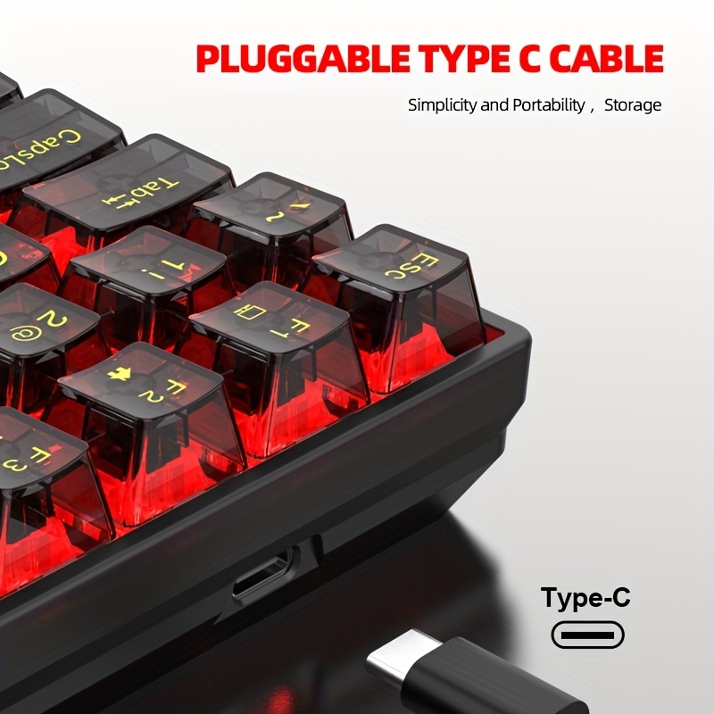 68 touches petit clavier de jeu rétroéclairé arc-en-ciel filaire USB  compact pour PC HXBE