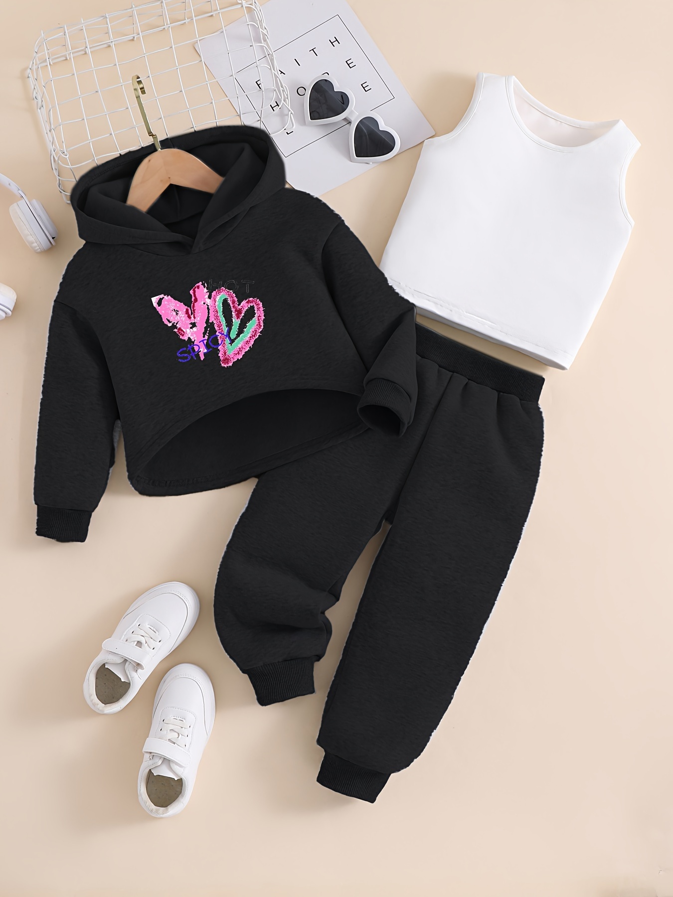 Sweatpants and Hoodie Set for Girls Pullover T Shirt Sweatshirt