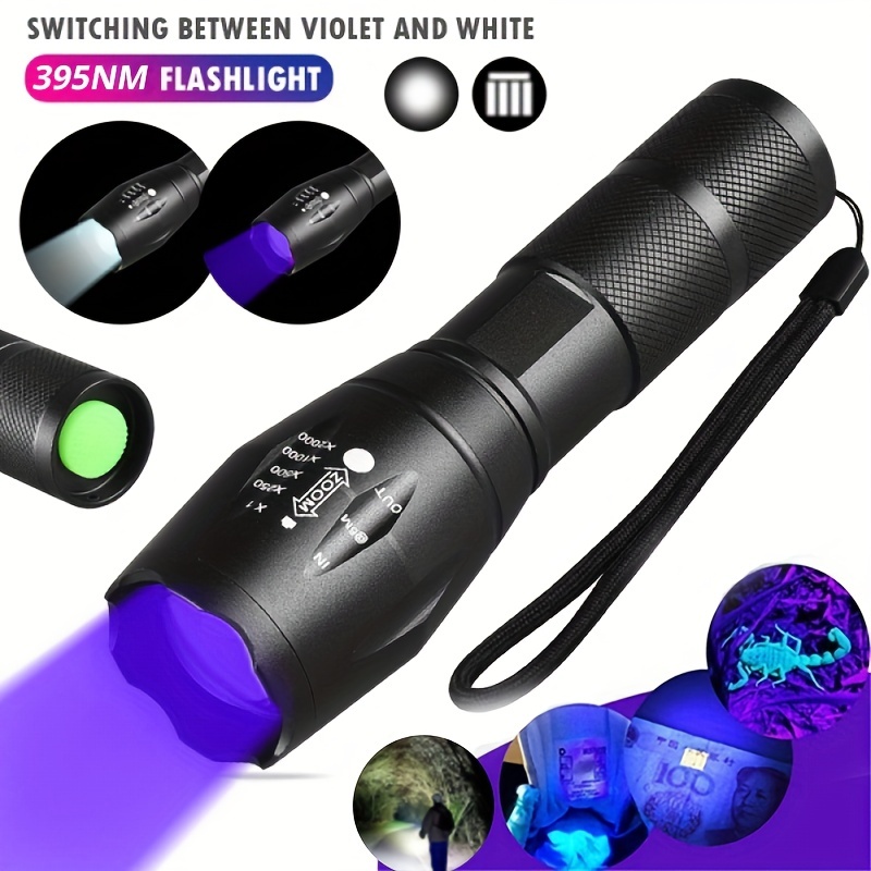 Mini Uv Flashlight 395nm Ultraviolet Torch Rechargeable - Temu