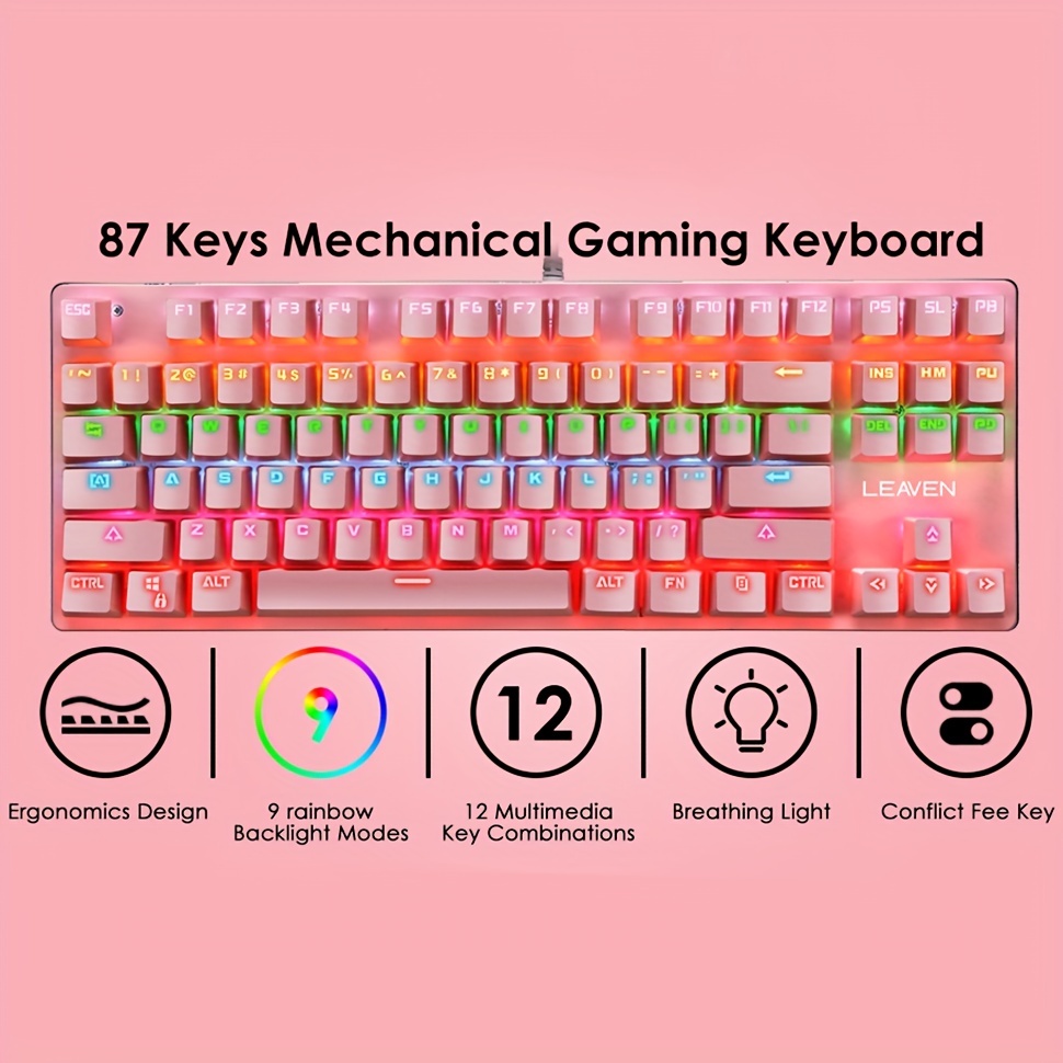 Combo Teclado Mouse Inalámbricos Juegos 87 Teclas Rainbow - Temu Mexico