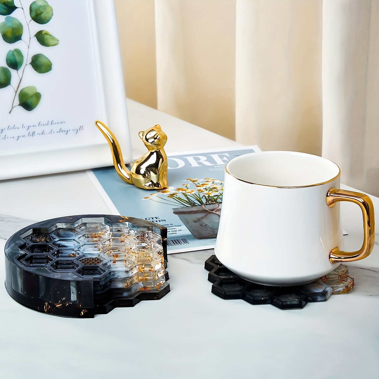 Coffee Cup Coasters Coffee Mug Coasters Shaker Resin Coaster Set 