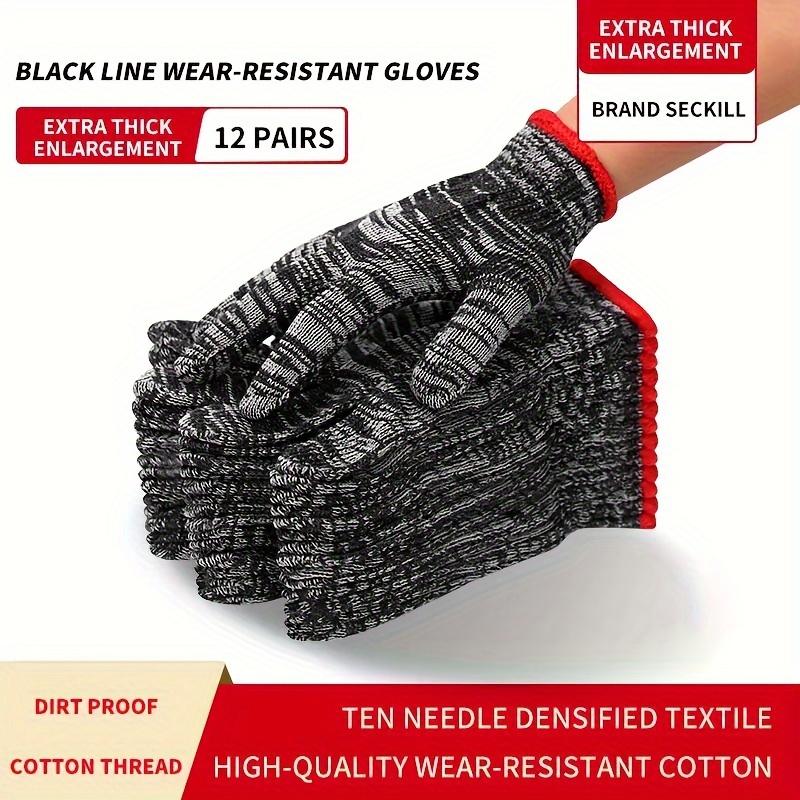 24 Pairs of Protective Gloves Cotton Gloves Thick wear-Resistant  Comfortable Non-Slip Breathable : : Patio, Lawn & Garden