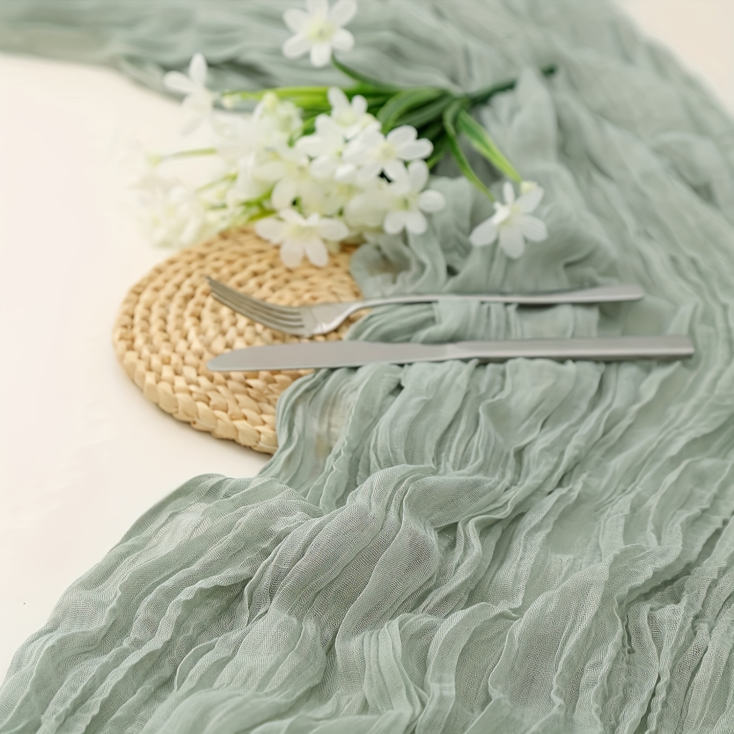 Chemin de Table en Gaze de Coton Vert Sauge, Nappe en Lin pour Route de  Mariage, Festival, Couverture de Table à Manger pour ix, 40 20 10 Pièces -  AliExpress