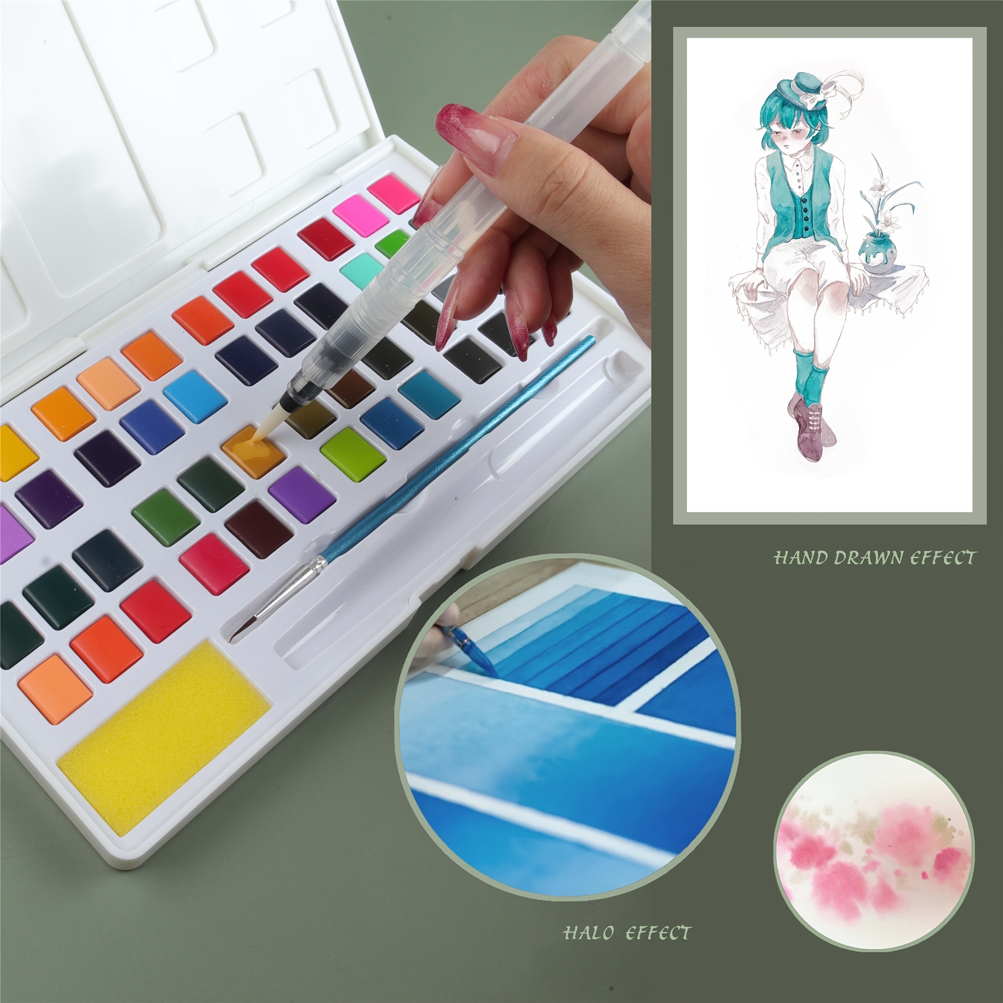 12 Colors Solid Watercolor Set for Artist Water Color Painting Art Supplies  Skin/Ocean/Candy/Morandi Watercolor Paint Set