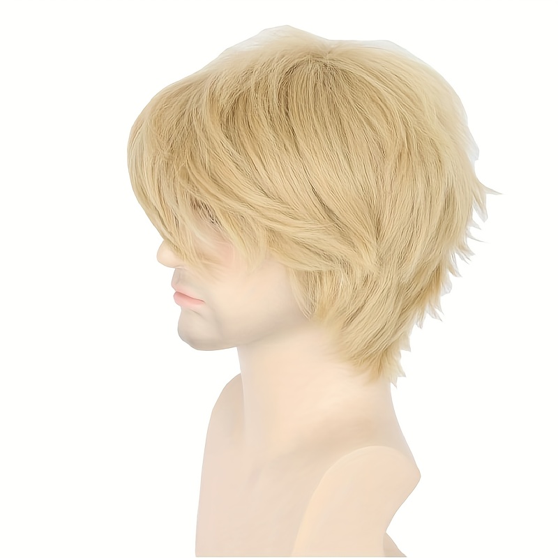 1pc Mens Wig Dirty Blonde Short Layer Fluffy Cosplay Halloween