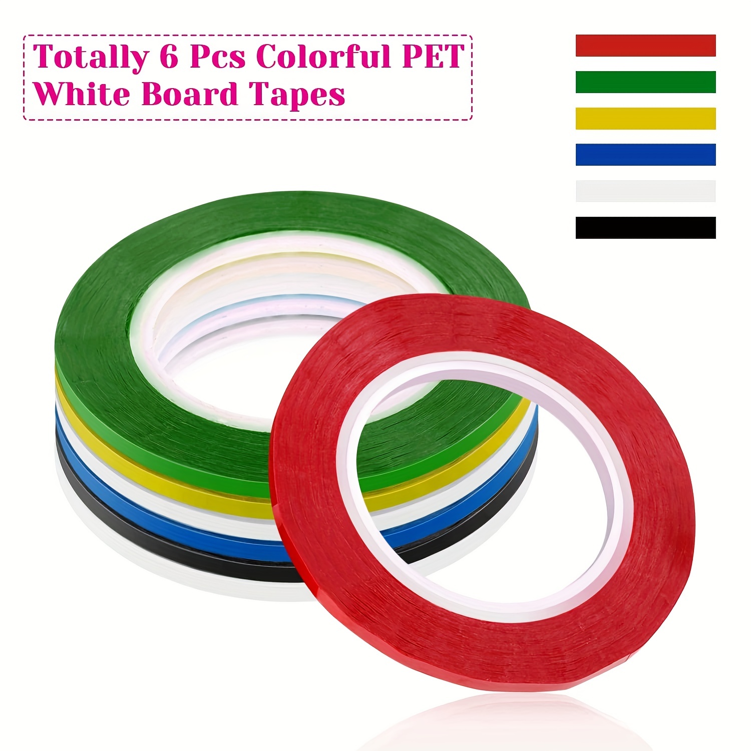 Whiteboard Pinstripe Tape 12 Rolls 1/8 Thin White Board Dry Erase Line  Gridding Tape