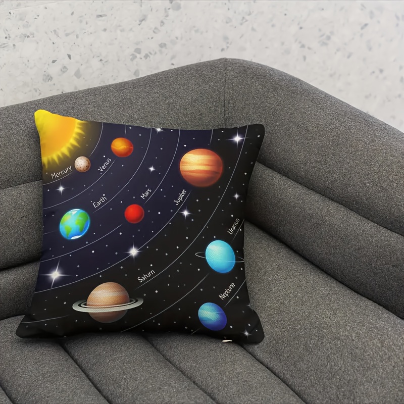 

1pc, Science Solar System Square Polyester Cushion Cover, Throw Pillow Cover, Bedroom Accessories, Sofa Cushion Cover, Living Room Throw Pillow Cover (no Pillow Core)