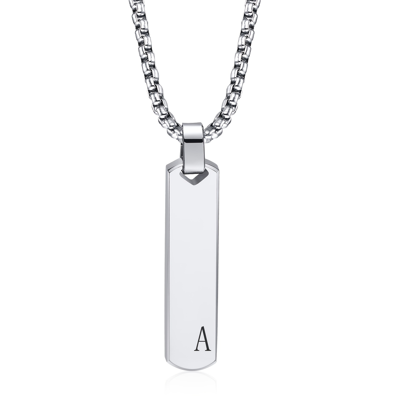 TEMU 1pc Letter Necklace Pendant, Stainless Steel Letter Necklace Pendant, High Polished Three- Long Strip Fashion Pendant Titanium Steel Pendant For Men