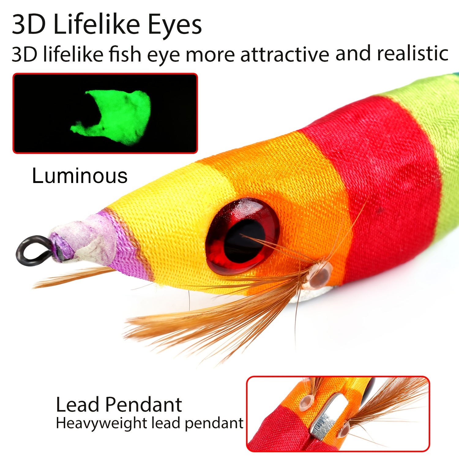 10PCS Glow-In-The-Dark Squid Hook Durable Stainless Steel Squid Lure For Night  Fishing Accessories
