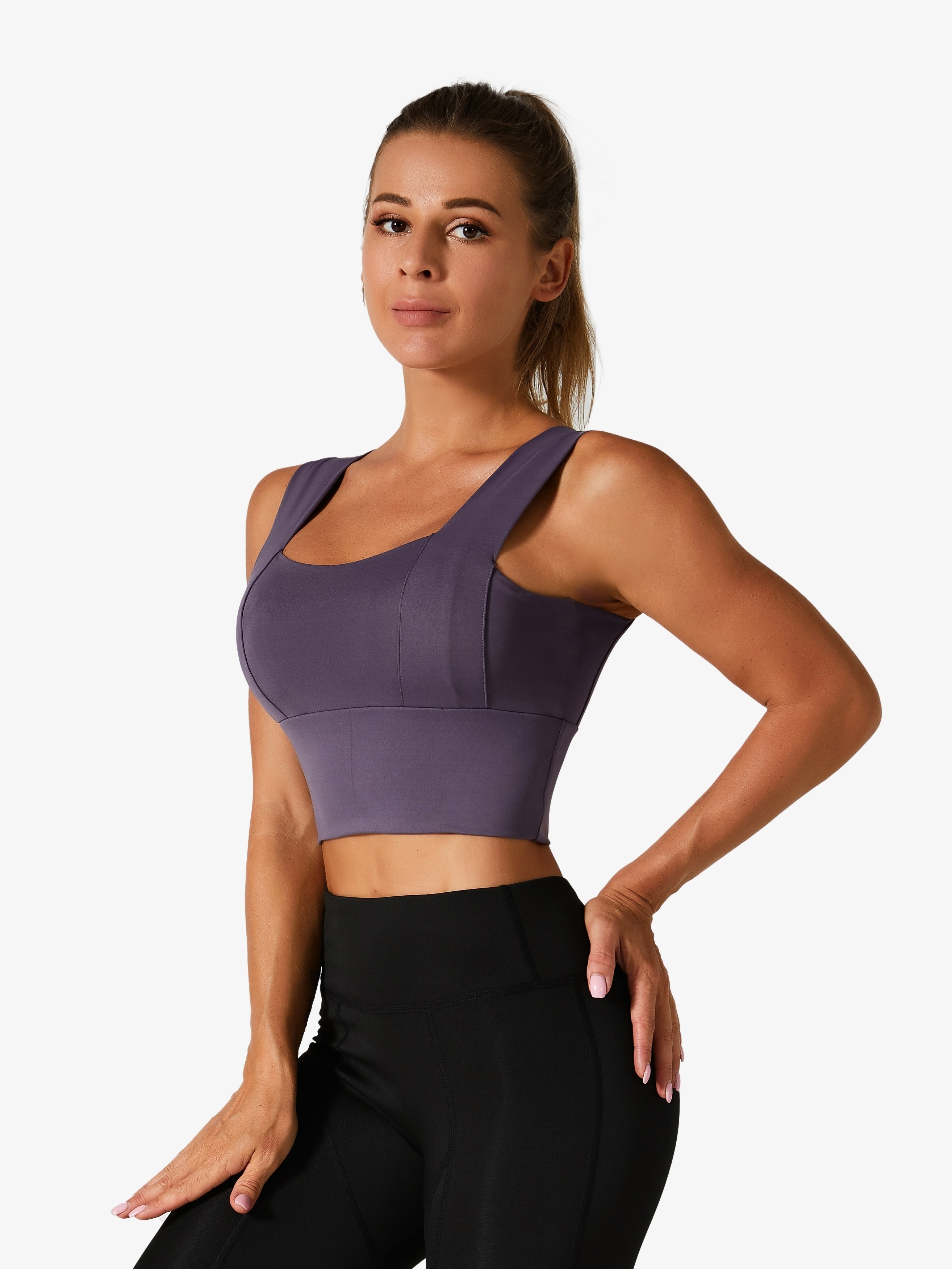 Women's Stylish Solid Color Sports Bra One Shoulder Stretchy - Temu