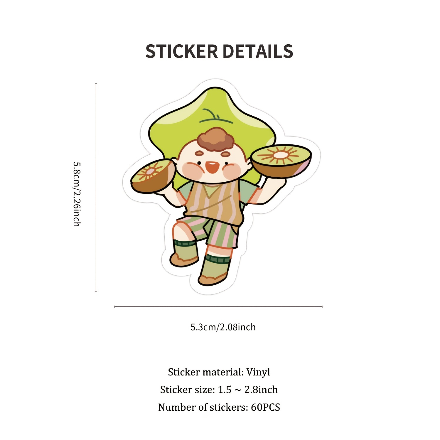 60PCS Cute Stickers Waterproof Water Bottle Laptop Scrapbook Vinyl Stickers  Aesthetic Kawaii Clear Stickers Packs For Journaling Gifts For Kids Girls