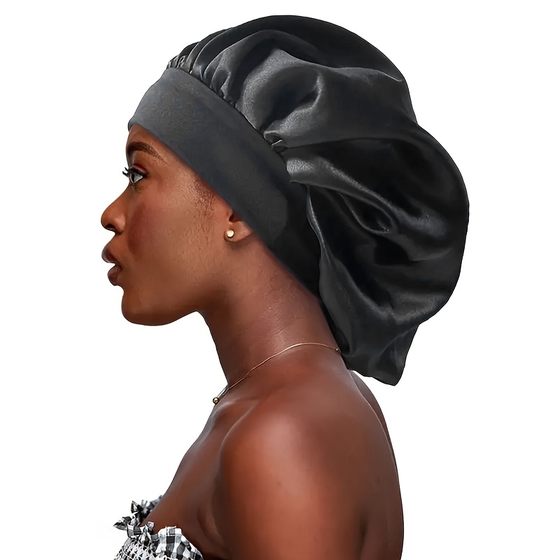 Silk Satin Bonnet, Elastic Wide Band Sleeping Caps for Black Women