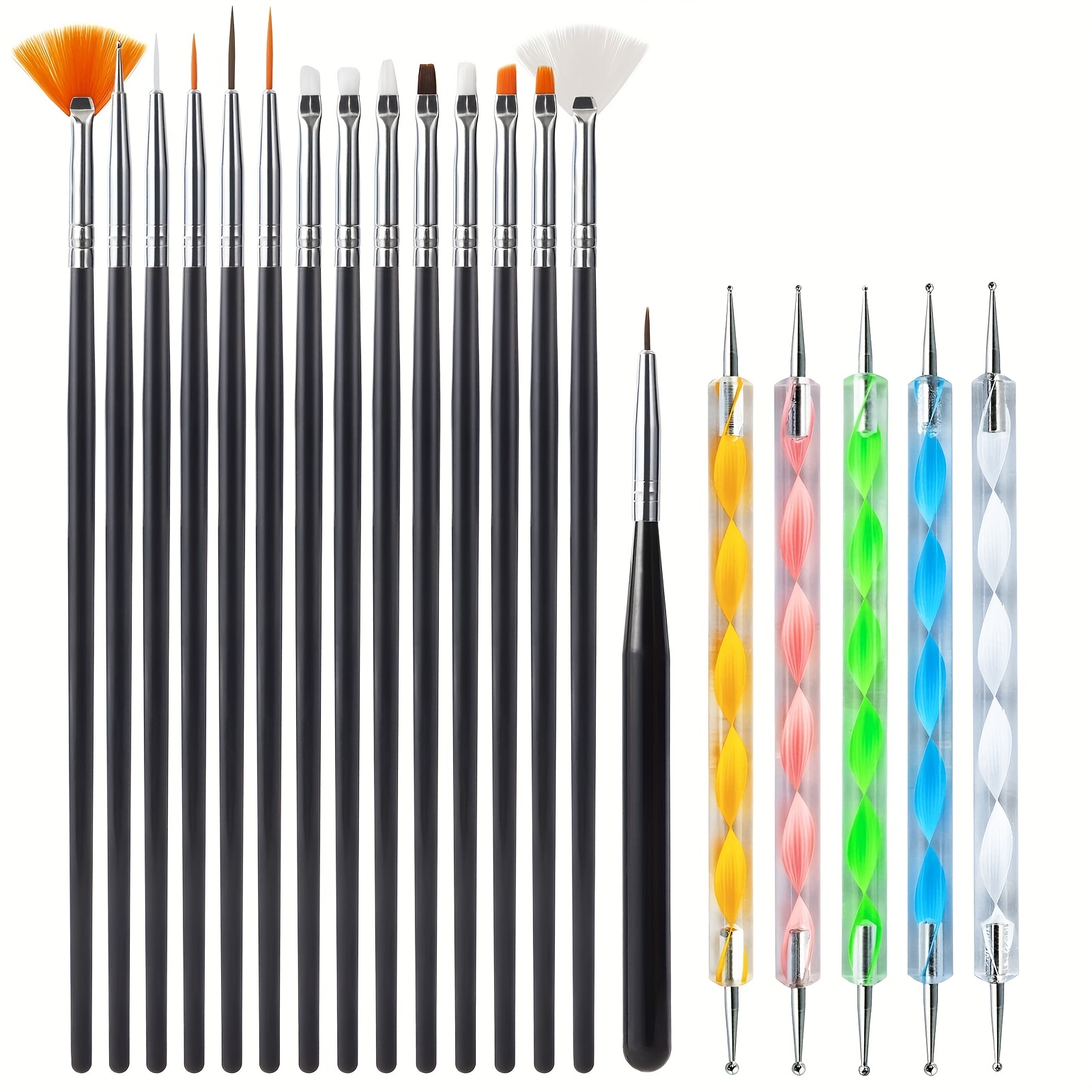 5Pcs Dual Head Nail Art Dotting Tools Nail Silicone Brush Dual Head UV Gel  Dotting Drawing Painting Pen Clay Sculpting Drawing Tools