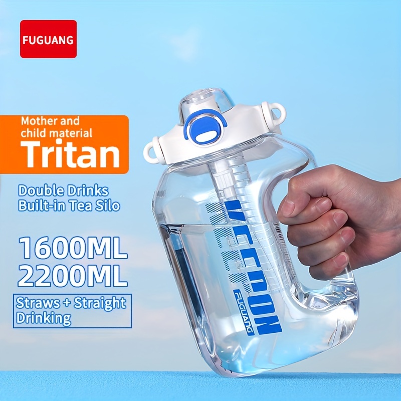 1pc Taza De Agua Transparente De Gran Capacidad, Botella De Agua Deportiva Para  Fitness Al Aire Libre Con Pajita Y Asa Para Correr En El Gimnasio Fitness -  Temu