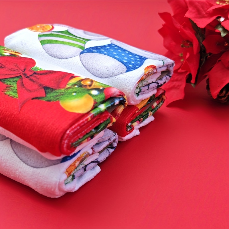 Christmas Hand Towels, Cute Christmas Socks Pattern Scouring Pad